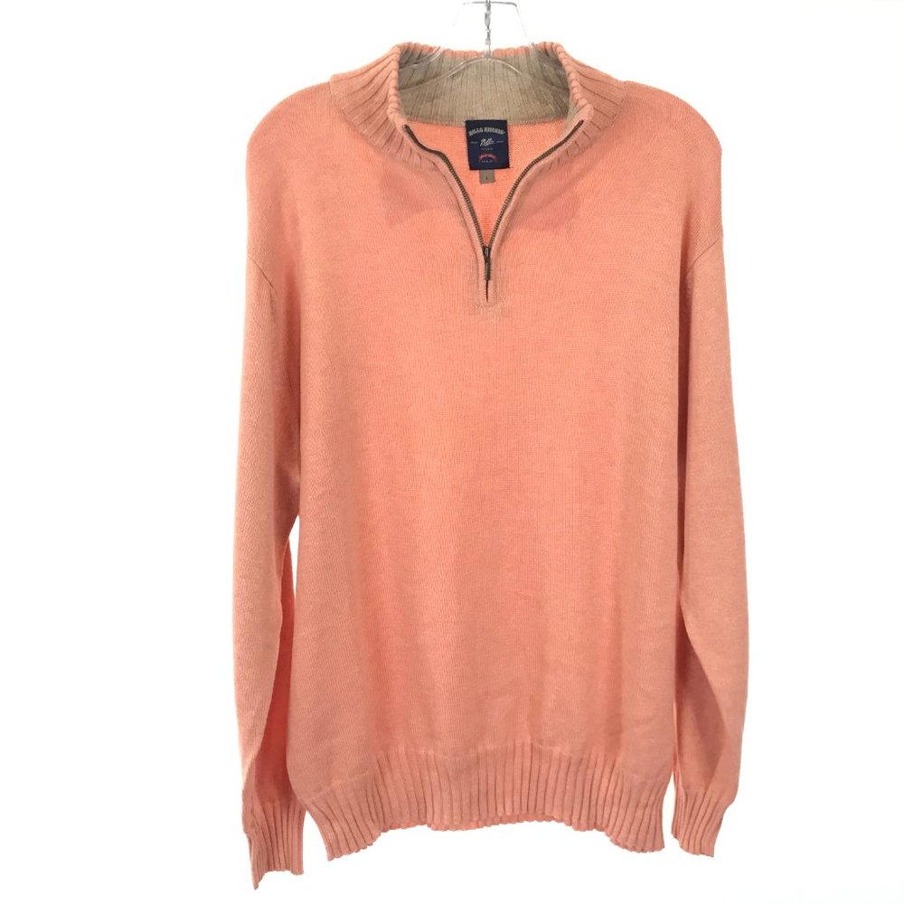 NWOT Mens Size Large or XXL Bills Khakis Orange Quarter Zip Pullover Sweater NEW
